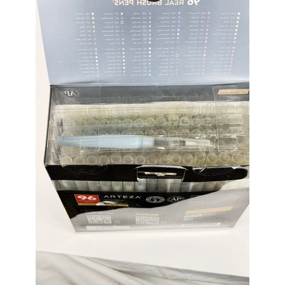 Arteza 96 Real‎ Brush Pens Premium Blendable Water-Based Ink Set w/ Brush Pen